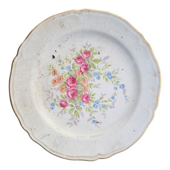 Vintage Edwin Knowles China Rose Design Oval Platter- USA  VTG Edwin Knowles Floral Rose China Set